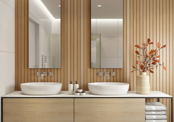 istock Modern minimalist Scandinavian bathroom 1454295668