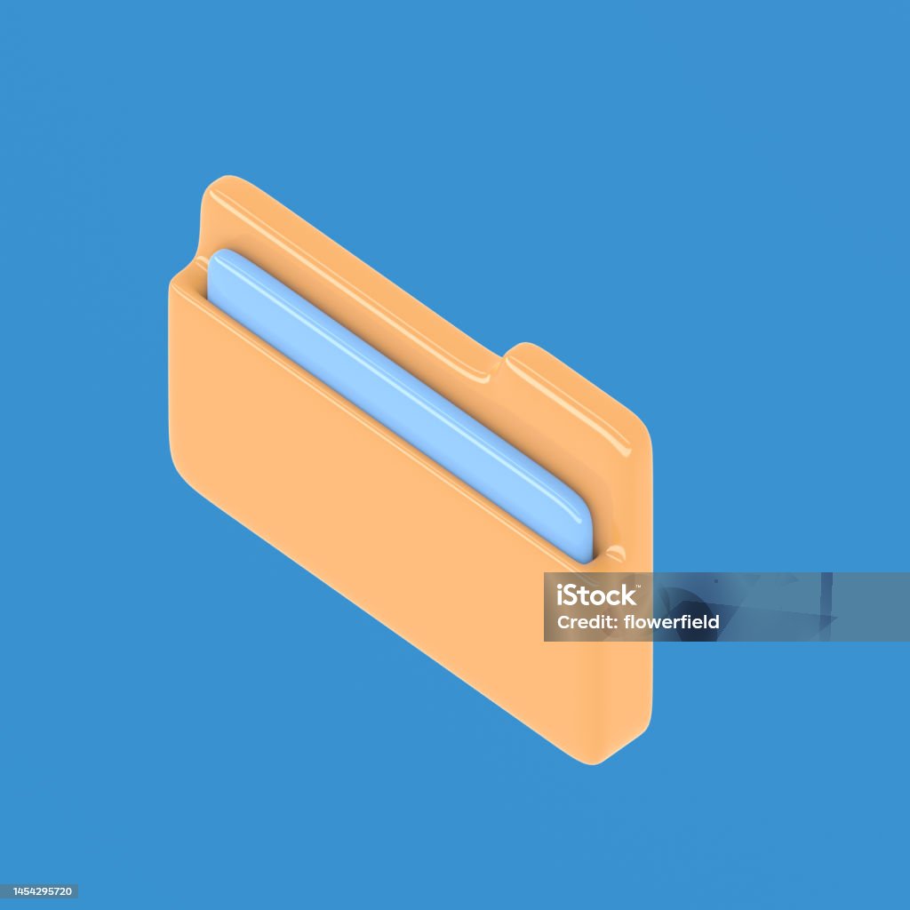 Isometric Desktop Interface Folder Isolated On Blue Background Simple ...