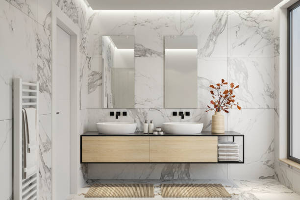 istock Modern minimalist Scandinavian bathroom 1454296698