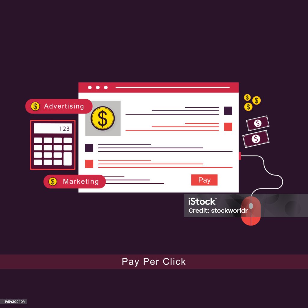 Pay Per Paid Per Click Technology Advertising Or Advertisement Concept With ...