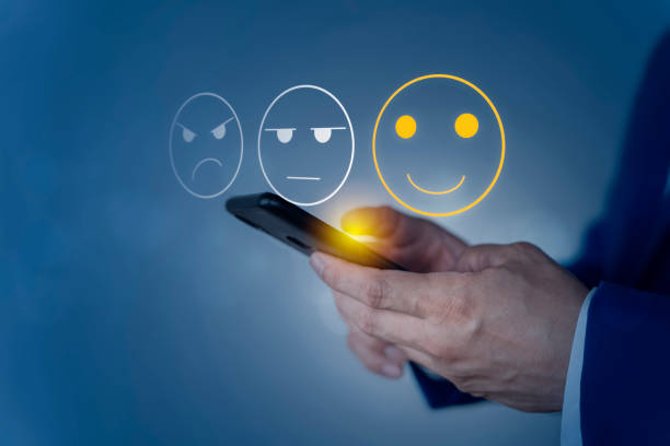 istock User give rating to service experience on online application, Customer review satisfaction feedback survey concept 1454302213