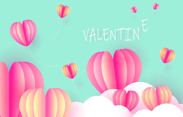 ilustrações de stock, clip art, desenhos animados e ícones de valentine's day with pink heart love romantic background design for card wallpaper. february 14. valentine celebrate background. cute heart, web banner, template, cover, gradient abstract papercut. - valentine