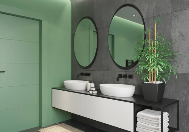 istock Modern minimalist Scandinavian bathroom 1454302331