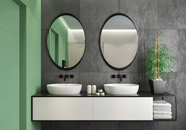 istock Modern minimalist Scandinavian bathroom 1454302383