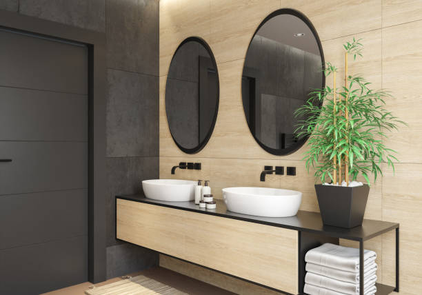 istock Modern minimalist Scandinavian bathroom 1454302388