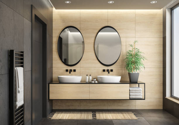 istock Modern minimalist Scandinavian bathroom 1454303187