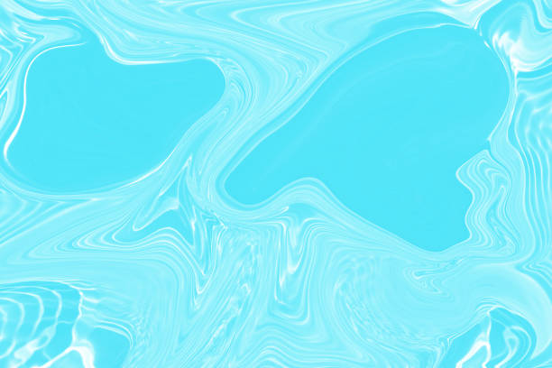 istock Defocus blurred transparent blue colored clear calm water surface texture with splashes and bubbles. Trendy abstract nature background. Water waves in sunlight with caustics. Blue water spay shinning 1454303192