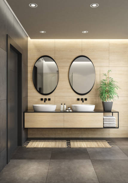 istock Modern minimalist Scandinavian bathroom 1454303217