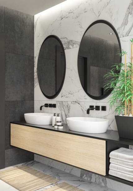 istock Modern minimalist Scandinavian bathroom 1454303312