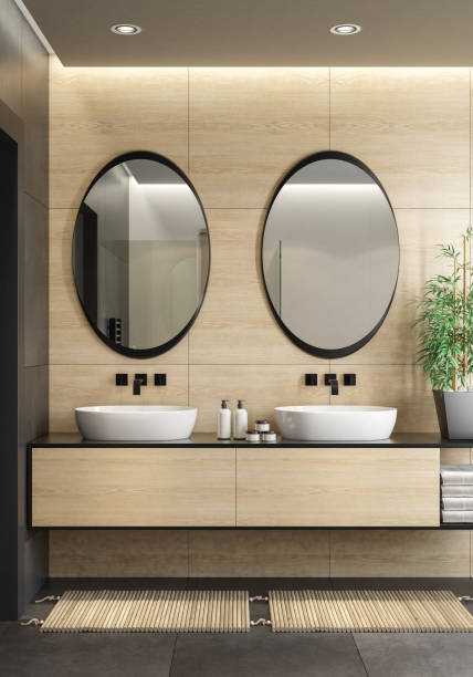 istock Modern minimalist Scandinavian bathroom 1454303314