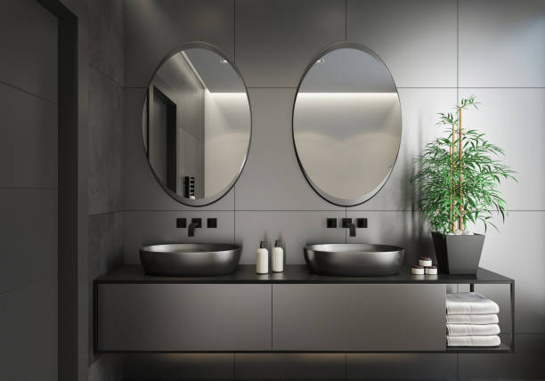 istock Modern minimalist Scandinavian bathroom 1454305246