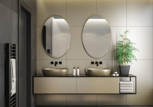 istock Modern minimalist Scandinavian bathroom 1454305815