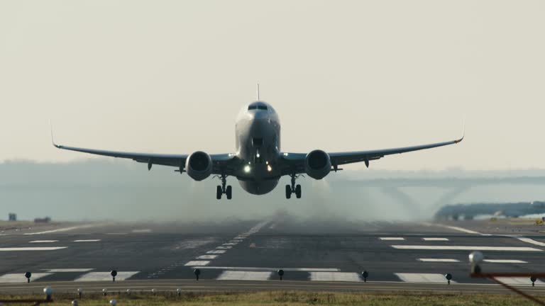 Commercial Jet Takes Off Directly Over Camera