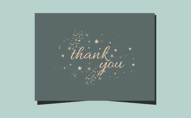 Vector illustration of Card minimal thank you with stars dust elements with pastel abstract background.