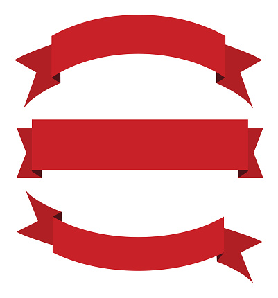 Collection of Blank Ribbon Banner in Red Colors.