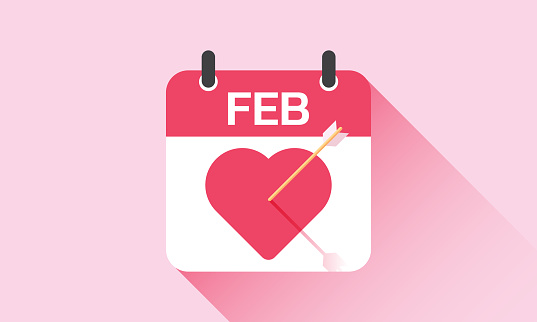 Valentine's Day,  February 14, Calendar Icon