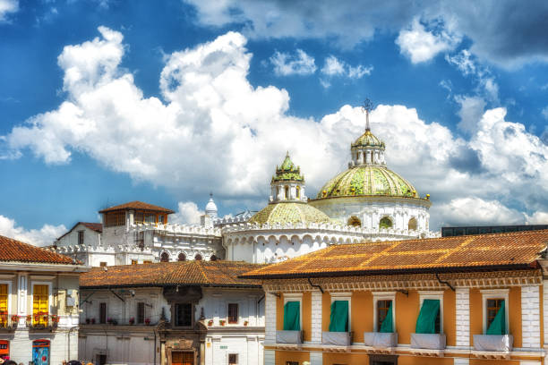 Church of the Society of Jesus domes, Quito, Ecuador. stock photo