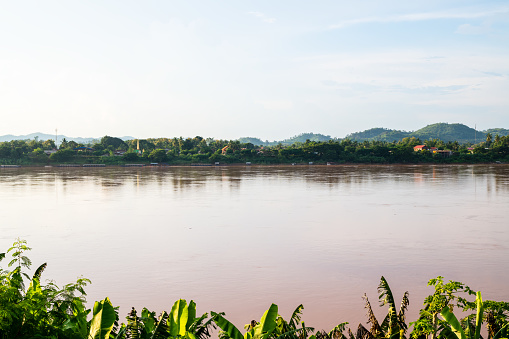 Beautiful view of riverside, Panoramic landscape of the Mekong river, Thailand