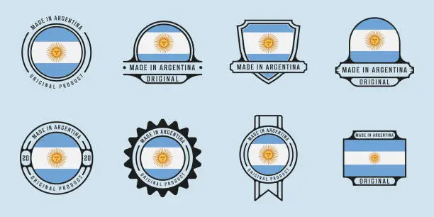 Vector illustration of set of made in argentina  outline vector illustration template icon graphic design. bundle collection of flag country with various of badge and typography for business export