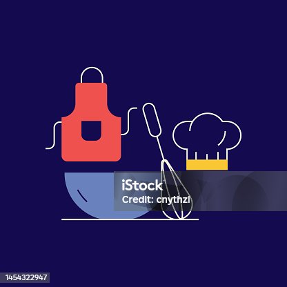 istock Culinary School Related Design with Line Icons. Food and Drink, Learning, Chef, Kitchen. 1454322947