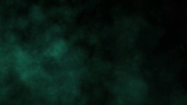istock Green smoke on dark background. Dynamic abstract fog. 3D rendering. 1454323933