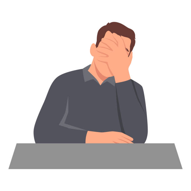 Young man with a gestures facepalm. Headache, disappointment or shame. Flat vector illustration isolated on white background Young man with a gestures facepalm. Headache, disappointment or shame. Flat vector illustration isolated on white background facepalm funny stock illustrations