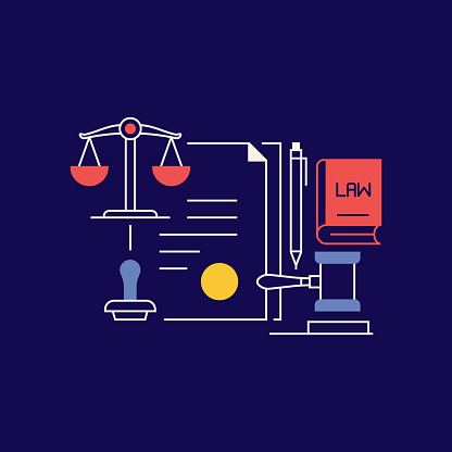 Legal Advice Related Design with Line Icons. Lawyer, Advice, Equality, Investigation.