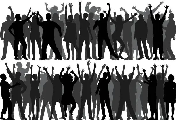 Vector illustration of Crowd (All People Are Unique, Complete, Moveable and Highly Detailed)