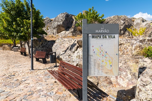 Marvao, Portugal – January 01, 2022: A map sign of the city of Marvao Portalegre, Portugal