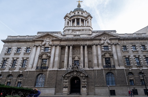 London, United Kingdom – October 28, 2022: The facade of the Central Criminal Court at the Old Bailey in London, United Kingdom.