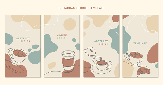 abstract instagram story template vector coffee line drawing