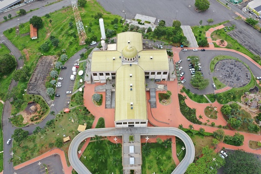Trindade, Brazil – January 02, 2021: An aerial view of the Basilica of the Divine Eternal Father, Trindade, Brazil