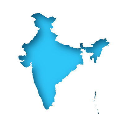 Map of India cut out on a blank white paper with a blue background. Modern and trendy paper cutout effect. Vector Illustration (EPS file, well layered and grouped). Easy to edit, manipulate, resize or colorize. Vector and Jpeg file of different sizes.