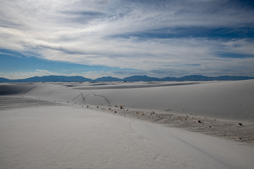 A beautiful view of the famous White Sands National Park in New Mexico, United States on a sunny day