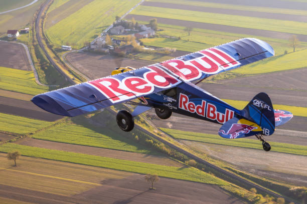 Piotrkow Trybunalski, Poland – May 12, 2021: A Red Bull's plane during Air Show in Poland