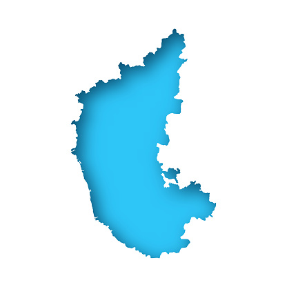 Map of Karnataka cut out on a blank white paper with a blue background. Modern and trendy paper cutout effect. Vector Illustration (EPS file, well layered and grouped). Easy to edit, manipulate, resize or colorize. Vector and Jpeg file of different sizes.