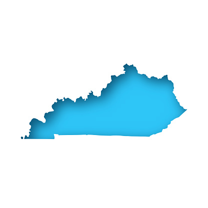 Map of Kentucky cut out on a blank white paper with a blue background. Modern and trendy paper cutout effect. Vector Illustration (EPS file, well layered and grouped). Easy to edit, manipulate, resize or colorize. Vector and Jpeg file of different sizes.