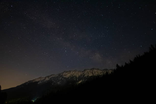 istock Mesmerizing view of mountains against a  starry sky 1454335182