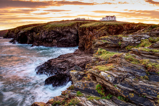 istock Mesmerizing view of a beautiful rocky seashore at scenic sunset 1454336959