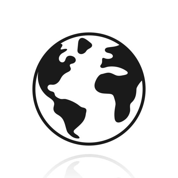 World - planet Earth. Icon with reflection on white background Icon of "World - planet Earth" with its reflection and isolated on a blank background. Vector Illustration (EPS file, well layered and grouped). Easy to edit, manipulate, resize or colorize. Vector and Jpeg file of different sizes. planet earth stock illustrations