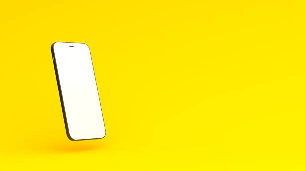 istock 3d rendering of a phone with copy space isolated on the yellow background 1454343335