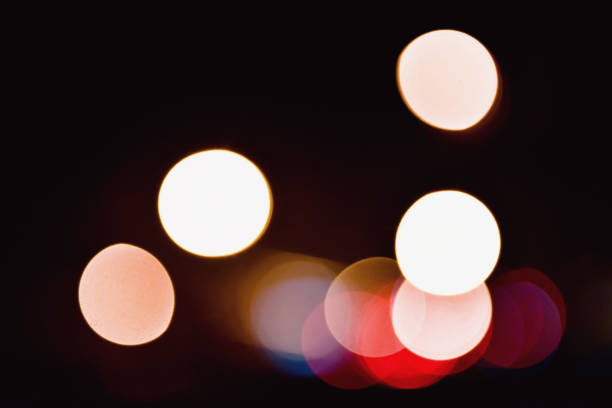 A colorful bokeh city street lights