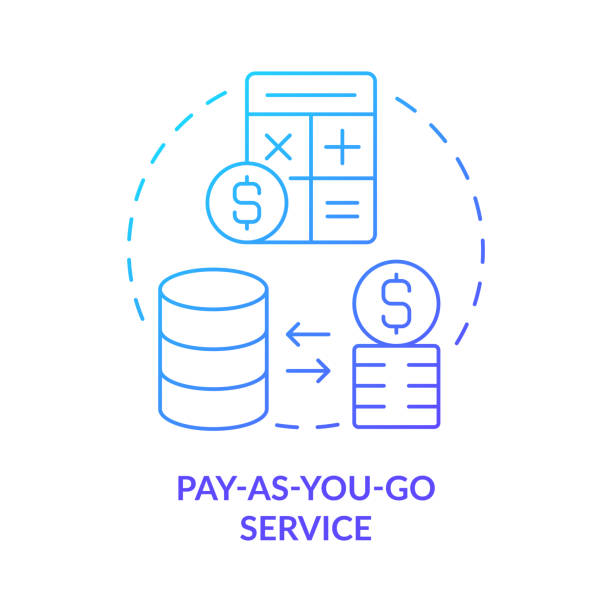 ilustraciones, imágenes clip art, dibujos animados e iconos de stock de icono de concepto de degradado azul de servicio pay as you go - pay as you go