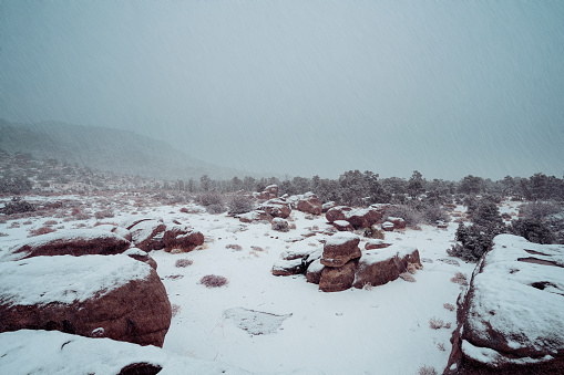 A beautiful view of snowstorm in big bear, California