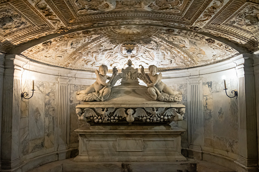 Crypt with a gilded stucco vault which houses the tomb of Andrea Doria, a sixteenth-century work by Giovanni Angelo Montorsoli