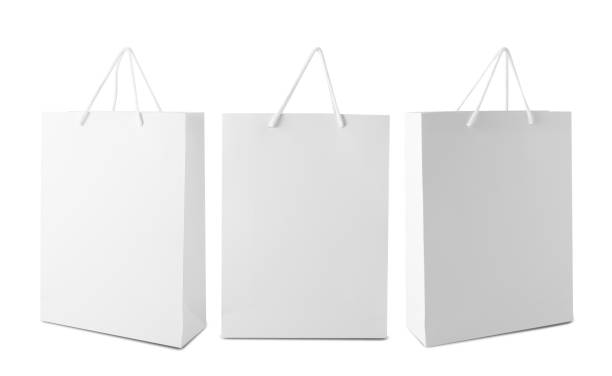 istock Set of White shopping bag isolated on white background with clipping path 1454350918