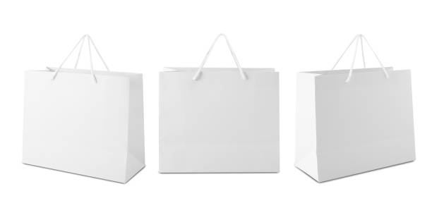istock Set of White shopping bag isolated on white background with clipping path 1454350919