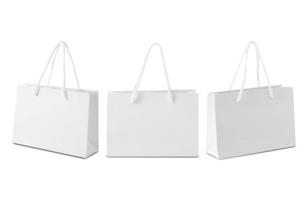 istock Set of White shopping bag isolated on white background with clipping path 1454350927