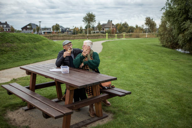istock Stylish senior couple enjoying a picnic 1454352163