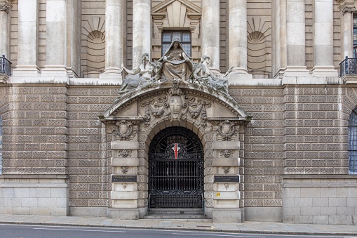 London, United Kingdom – October 28, 2022: The old entrance to the Central Criminal Court at the Old Bailey in London, United Kingdom.
